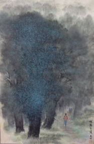 黄展时作品《林荫古道》  规格：60x40cm